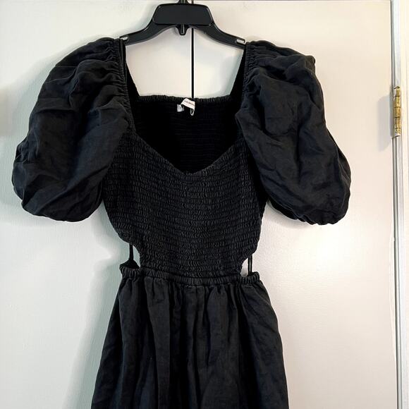 Faithfull the brand linen maxi dress in washed black open back size XL - Picture 4 of 10